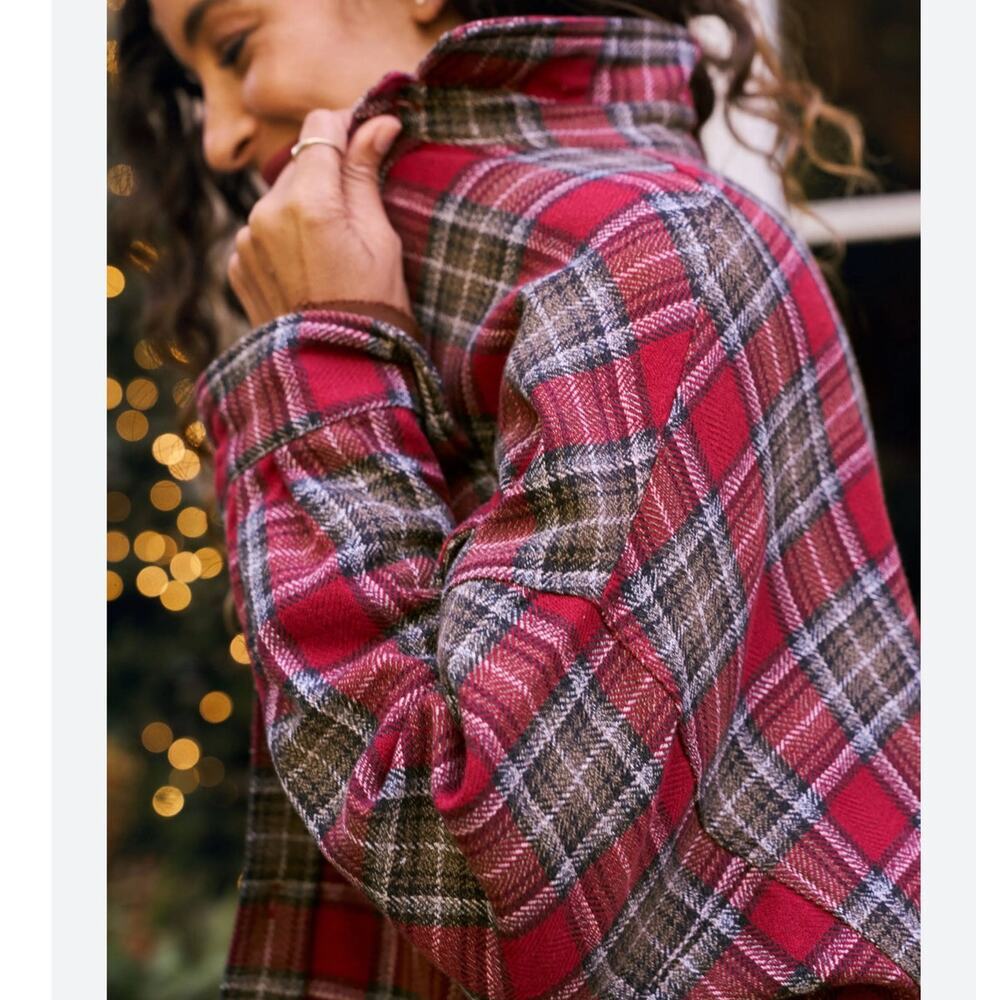 Frank & Eileen McLoghlin Utility Jacket Red Black Textured Flannel Size XS Small - Picture 8 of 14